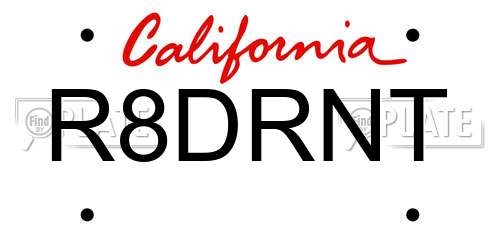 R8DRNT California License Plate