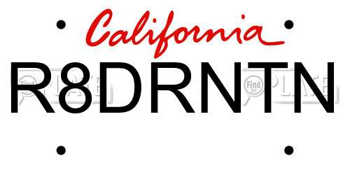 R8DRNTN California License Plate