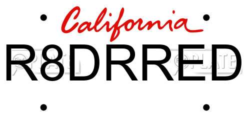 R8DRRED California License Plate