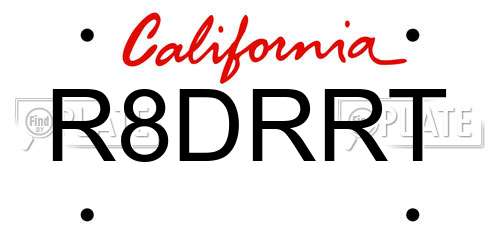 R8DRRT California License Plate