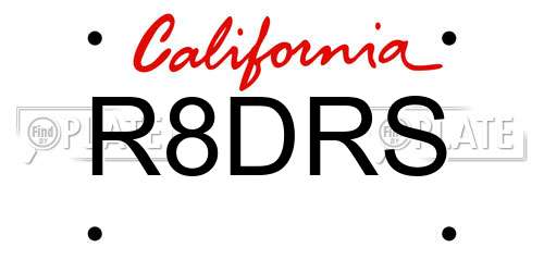 R8DRS California License Plate