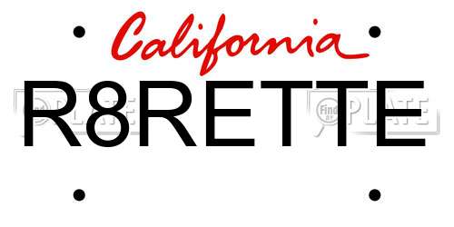 R8RETTE California License Plate