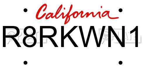 R8RKWN1 California License Plate