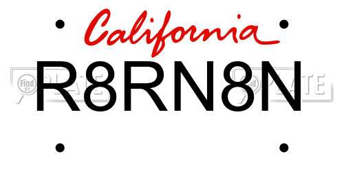 R8RN8N California License Plate