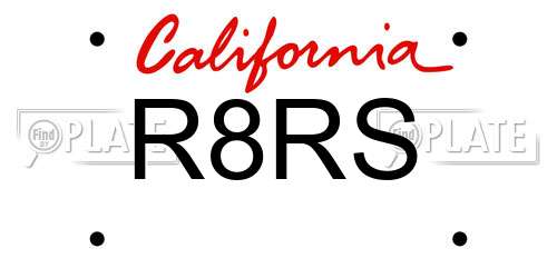 R8RS California License Plate