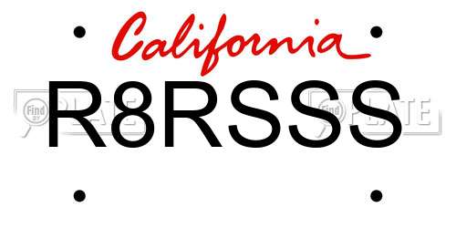 R8RSSS California License Plate
