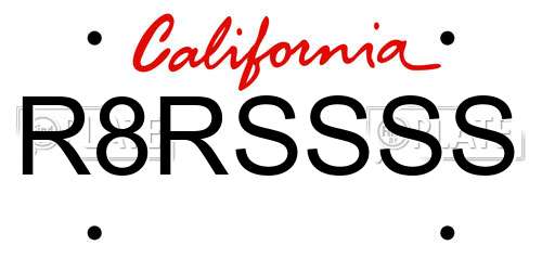 R8RSSSS California License Plate