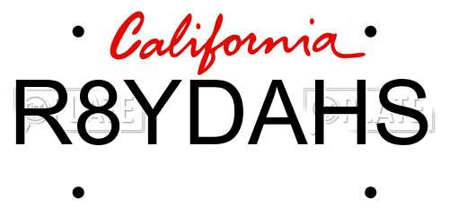 R8YDAHS California License Plate