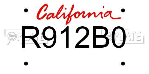 R912B0 California License Plate