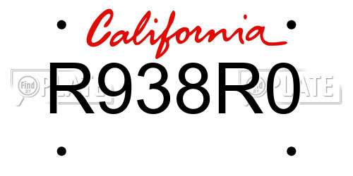 R938R0 California License Plate