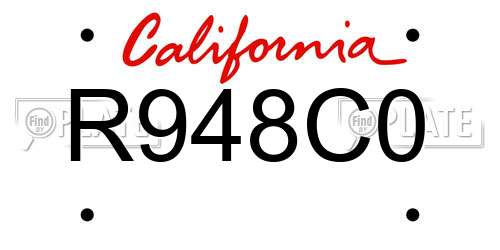 R948C0 California License Plate
