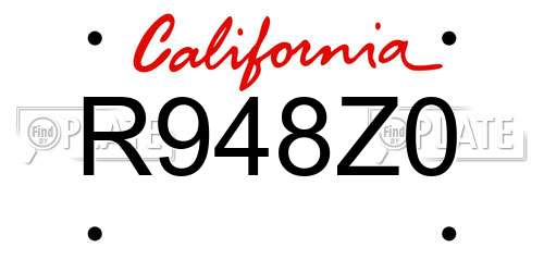 R948Z0 California License Plate