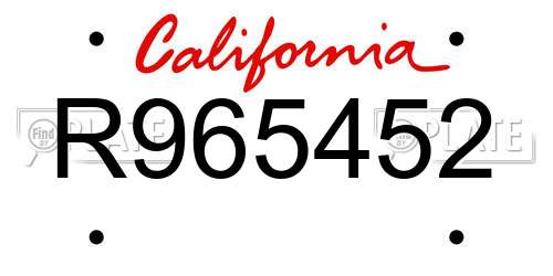 R965452 California License Plate