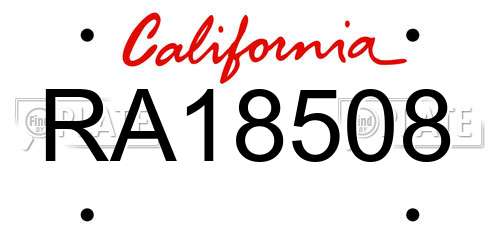 RA18508 California License Plate