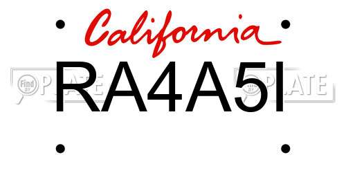 RA4A5I California License Plate