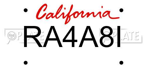 RA4A8I California License Plate
