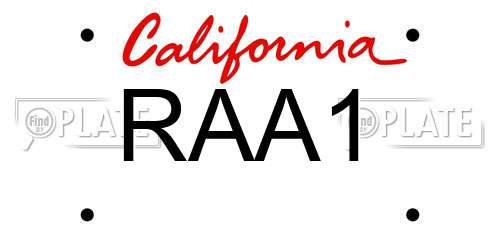 RAA1 California License Plate