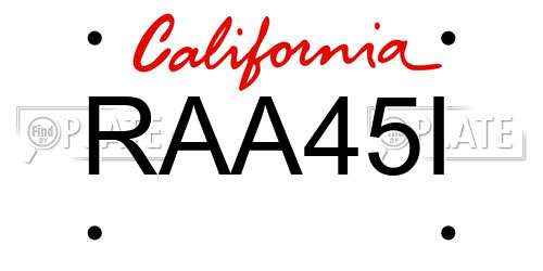 RAA45I California License Plate