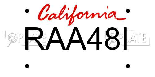 RAA48I California License Plate