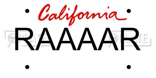 RAAAAR California License Plate
