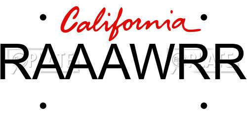 RAAAWRR California License Plate