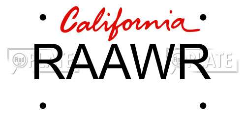 RAAWR California License Plate