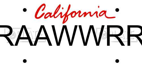 RAAWWRR California License Plate