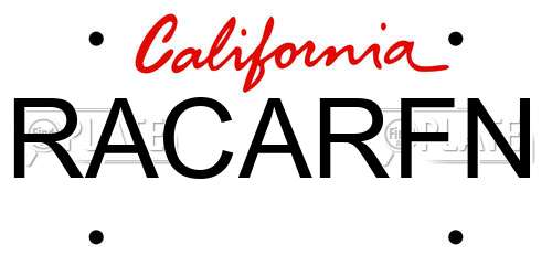 RACARFN California License Plate