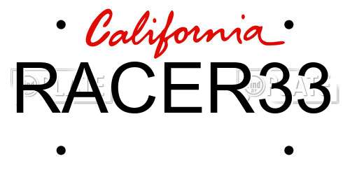 RACER33 California License Plate