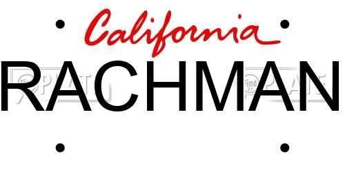 RACHMAN California License Plate