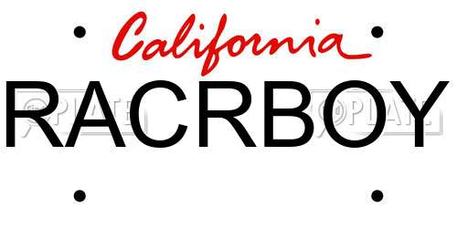 RACRBOY California License Plate