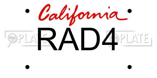RAD4 California License Plate