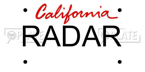 RADAR California License Plate