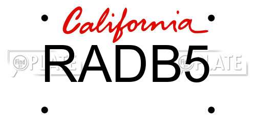 RADB5 California License Plate