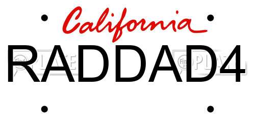 RADDAD4 California License Plate