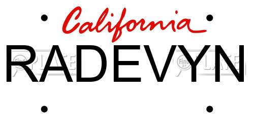 RADEVYN California License Plate