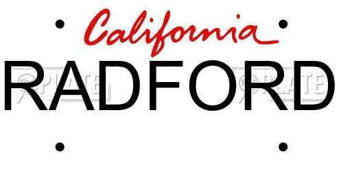 RADFORD California License Plate