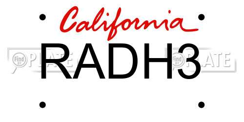 RADH3 California License Plate