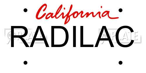 RADILAC California License Plate