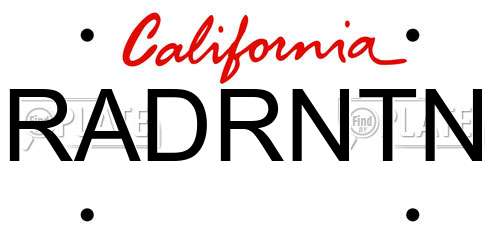 RADRNTN California License Plate