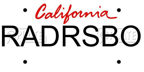RADRSBO California License Plate