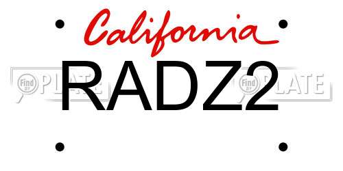RADZ2 California License Plate