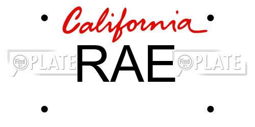 RAE California License Plate