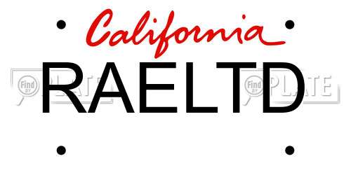 RAELTD California License Plate