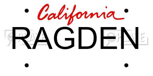 RAGDEN California License Plate