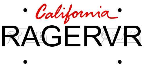 RAGERVR California License Plate