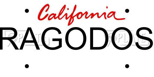 RAGODOS California License Plate