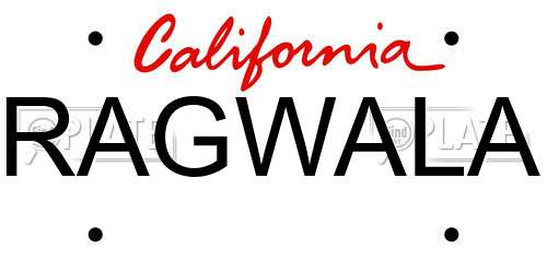 RAGWALA California License Plate