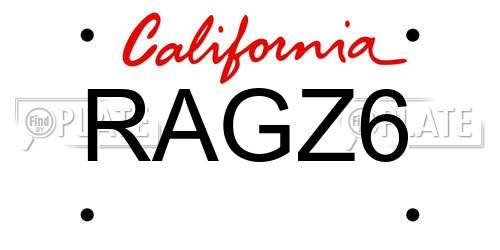 RAGZ6 California License Plate
