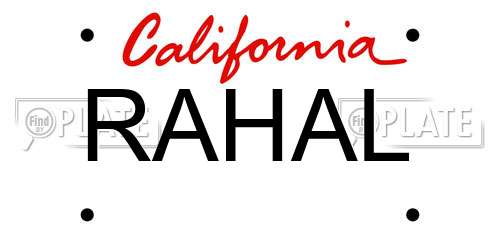 RAHAL California License Plate